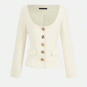 Missguided Cream Blazer with Gold Buttons